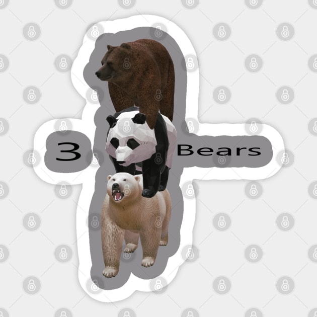 3 bears Sticker by Uberhunt Un-unique designs